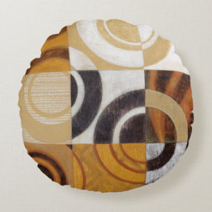 Modern Painting with Circular Patterns Round Cushion