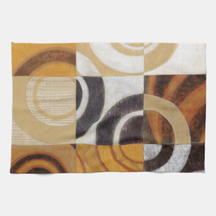 Modern Painting with Circular Patterns Tea Towel