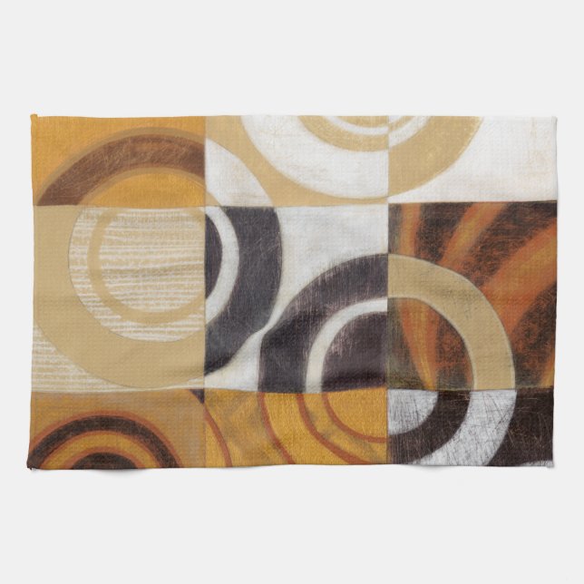 Modern Painting with Circular Patterns Tea Towel (Horizontal)