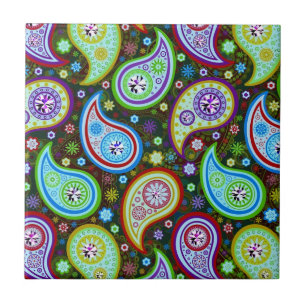Modern Paisley Pattern 4-Diamond Studs Tile