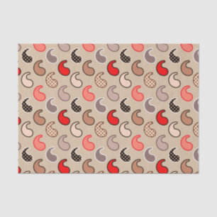 Modern Paisley pattern, Beige, Red, Grey and Coral Tissue Paper