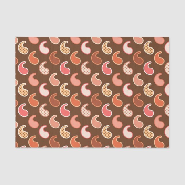 Modern Paisley pattern, Earth Tones, Cocoa Brown Tissue Paper (Front)