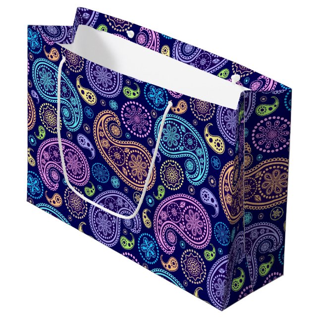 Modern Paisley Pattern Large Gift Bag (Front Angled)