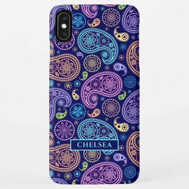 Modern Paisley Pattern Personalised Name Case-Mate iPhone Case (Back)