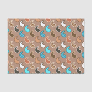Modern Paisley pattern, Taupe, Turquoise and Rust Tissue Paper