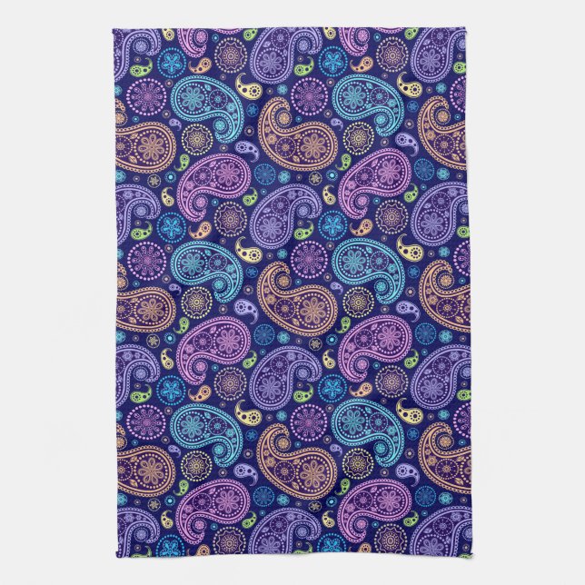 Modern Paisley Pattern Tea Towel (Vertical)