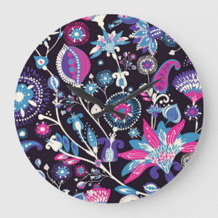 Modern paisley: traditional oriental pattern. large clock