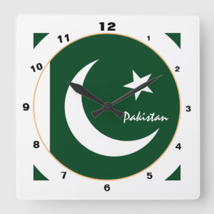Modern Pakistan Flag, Pakistan Home / design Square Wall Clock