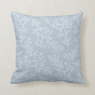 Modern Pale Blue Botanical Pattern Cushion