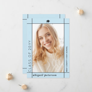 Modern pale blue Class of 2025 graduation photo Announcement