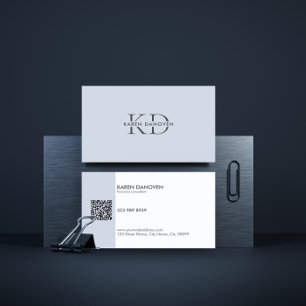 Modern Pale Blue Monogram Professional Business Card