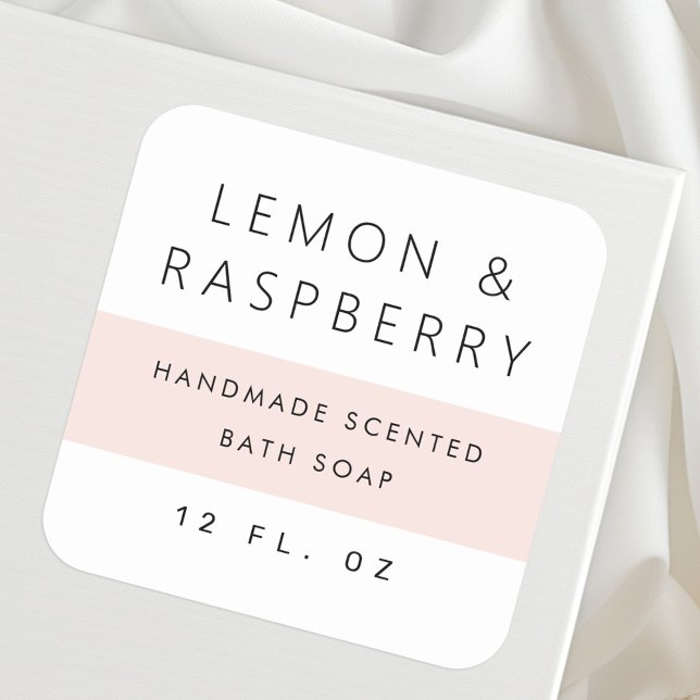 Modern pale blush pink colour block product square sticker (Modern pale blush pink color block product square sticker)