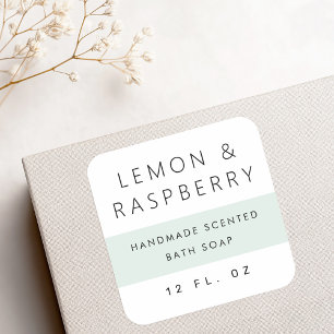 Modern pale dusty sea green colour block product square sticker
