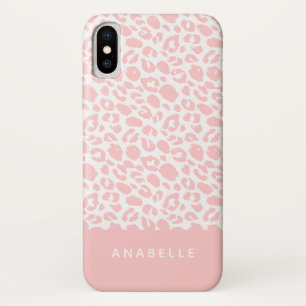 Modern pale grey and white animal leopard print iPhone x case