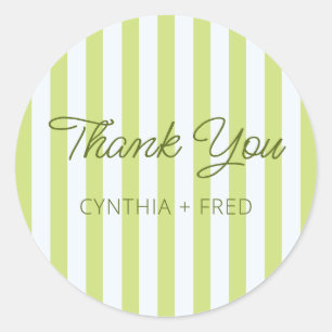 Modern Pale Lime Stripe Thank You Classic Round Sticker