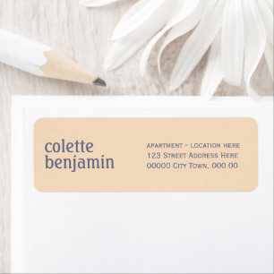 Modern Pale Peach & Blue-Grey Address Return Address Label