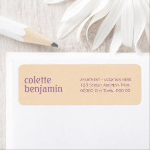 Modern Pale Peach & Lavender Purple Address Return Address Label
