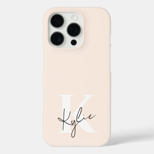 Modern Pale Peach Personalised Monogram Name -  Case-Mate iPhone Case (Back)