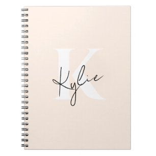 Modern Pale Peach Personalised Monogram Name -  Notebook
