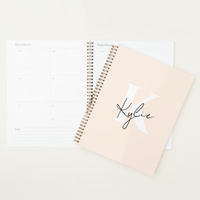 Modern Pale Peach Personalised Monogram Name -  Planner (Display)