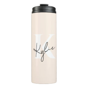 Modern Pale Peach Personalised Monogram Name -  Thermal Tumbler