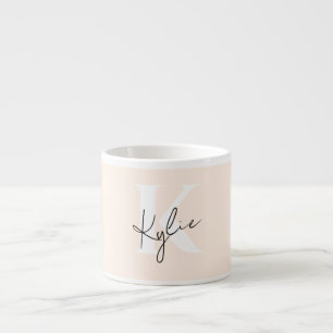 Modern Pale Peach Personalized Monogram Name -  Espresso Cup