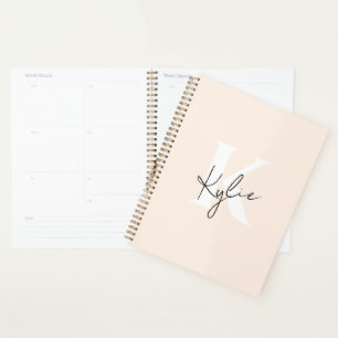 Modern Pale Peach Personalized Monogram Name -  Planner