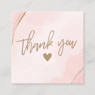 Modern Pale Pink and Tan Thank You Business Card