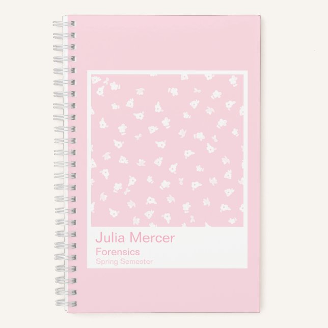 Modern Pale Pink Floral Pattern Swatch Small Notebook (Front)