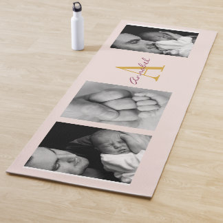 Modern pale pink personalised photograph yoga mat