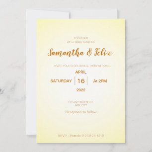 Modern Pale Yellow Wedding Invitation