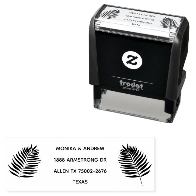 Modern Palm Leaf Botanical Return Address Self-inking Stamp (In Situ)