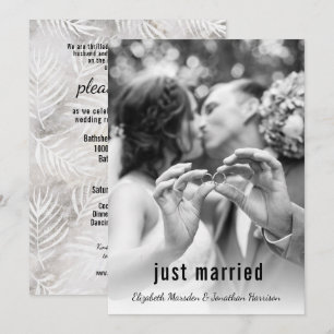 Modern Palm Leaves Just Married Announcement Party