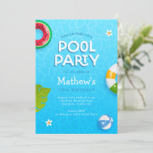 Modern Palm Leaves Summer Pool Party Invitation