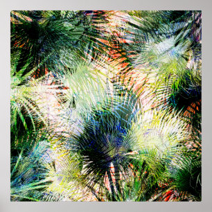 Modern Palm Leaves Tropical Abstract Design Poster
