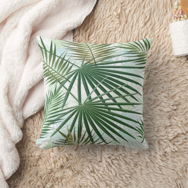 Modern Palm Leaves Tropical Jungle Pattern Cushion (Blanket)