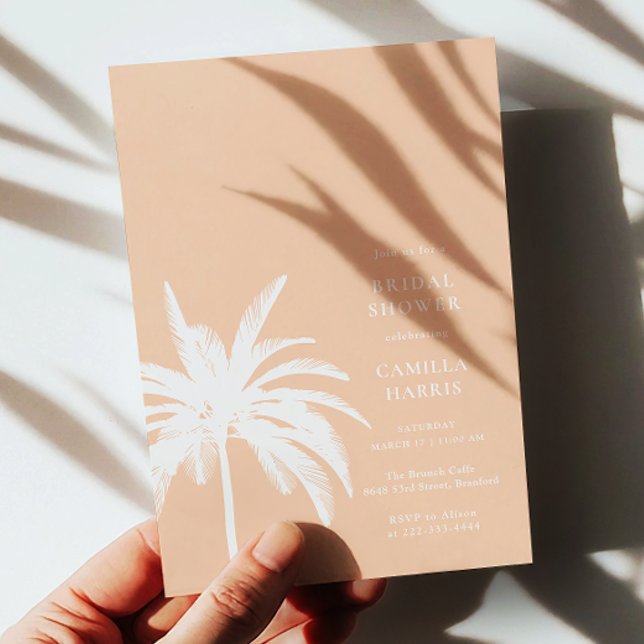 Modern Palm Peach Bridal Shower Invitation (Creator Uploaded)