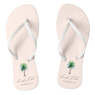 Modern Palm Tree Bride Tribe Blush Bachelorette  Thongs