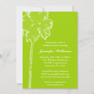 Modern Palm Tree Lime Green Bridal Shower Invitation