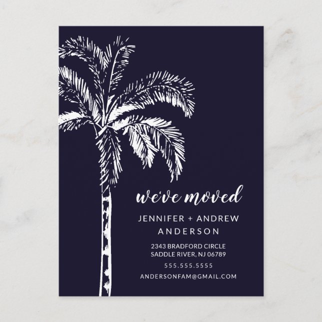 Modern Palm Tree Moving Announcement Postcard (Front)