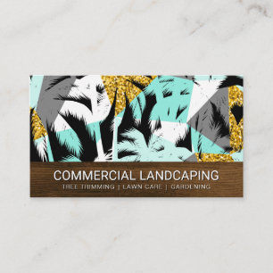 Modern Palm Tree Pattern   Wood Grain Business Card
