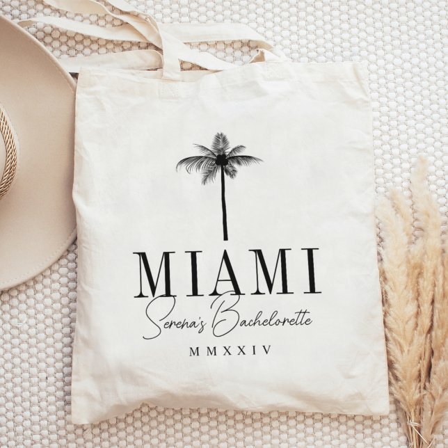 Modern Palm Tree Personalised Bachelorette Party Tote Bag (Creator Uploaded)
