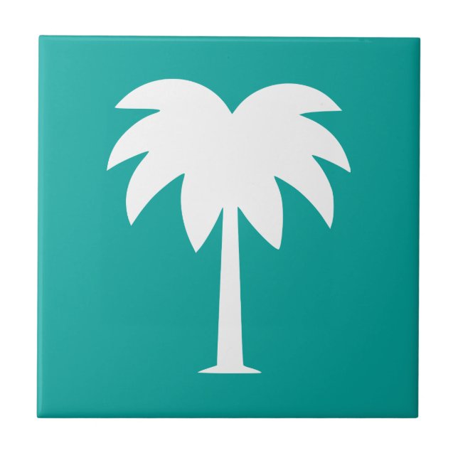 Modern palm tree silhouette custom Ceramic Tile (Front)