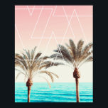 Modern palm tree sunset pink blue beach geometric poster<br><div class="desc">Modern palm tree sunset pink blue beach geometric triangles photography</div>