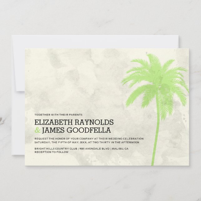 Modern Palm Trees Beach Wedding Invitations (Front)