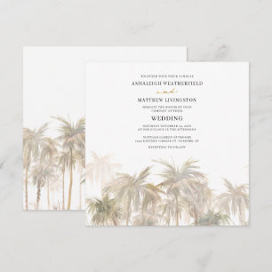 Modern Palm Trees Watercolor Wedding Invitation