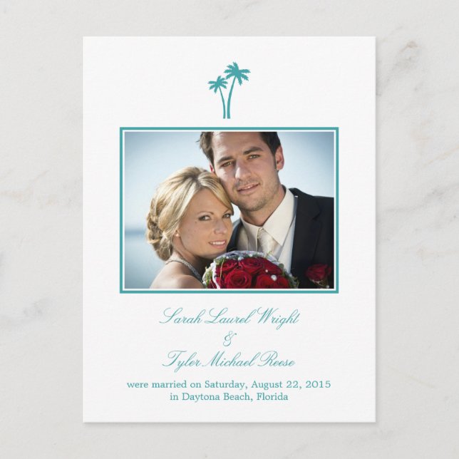 Modern Palm Trees Wedding Announcement (Front)