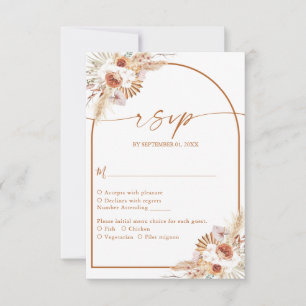 Modern Pampas Grass Boho Terracotta Wedding RSVP Card