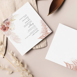 Modern Pampas Grass Dried Palms Tan Wedding Invitation
