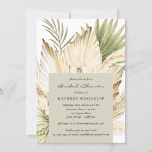 Modern Pampas Grass Floral Bouquet Bridal Shower Invitation